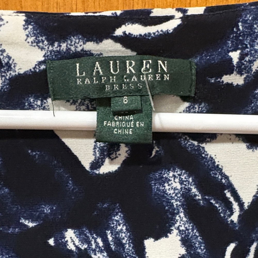 Ralph Lauren Navy and White Abstract Print Midi Dress - Picture 2 of 7